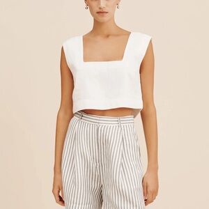 NWT Posse Caleb linen ivory crop top S